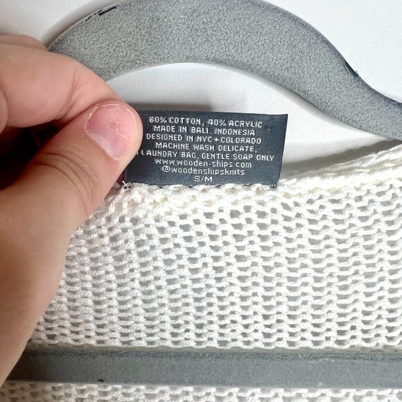 Wooden Ships Chips Salsa Margs Repeat Sweater Open Knit Sz S/M Long Sleeve - Picture 3 of 4